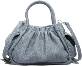 Trendy Small Satchel Handbag for Women PU Leather Pleated Clouds Shoulder Bag with Adjustable Strap Crossbody Purse