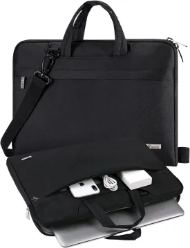 V Voova Laptop Bag 17 17.3 inch with Shoulder Strap & Handle, Waterproof Laptop Case Sleeve Compatible with 17-18 Inch HP Acer Asus Dell Lenovo, Slim Briefcase Computer Cover for Men Women, Black