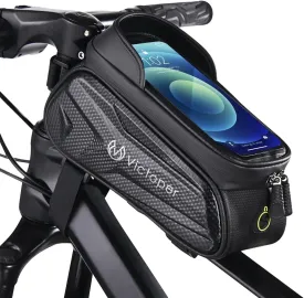 Victoper Bike Phone Front Frame Bag, Waterproof Bicycle Tube Bag, 2L PPU Cycling Pouch Bike Bag, Bike Accessories Bag for Men Women Adults Compatible Phone Under 7
