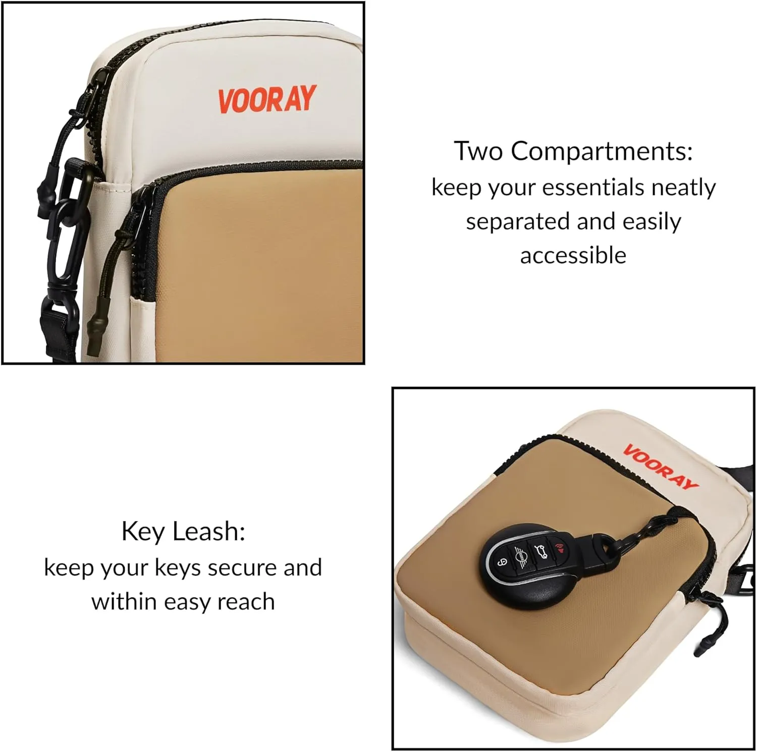 VOORAY 1L Lightweight Core Crossbody Bag  Adjustable Belt Bag for Gym & Travel