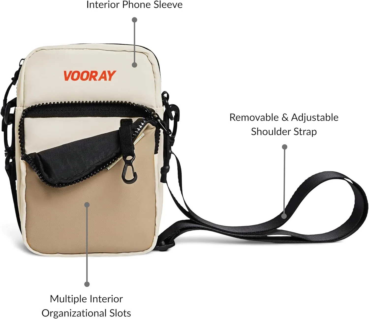 VOORAY 1L Lightweight Core Crossbody Bag  Adjustable Belt Bag for Gym & Travel