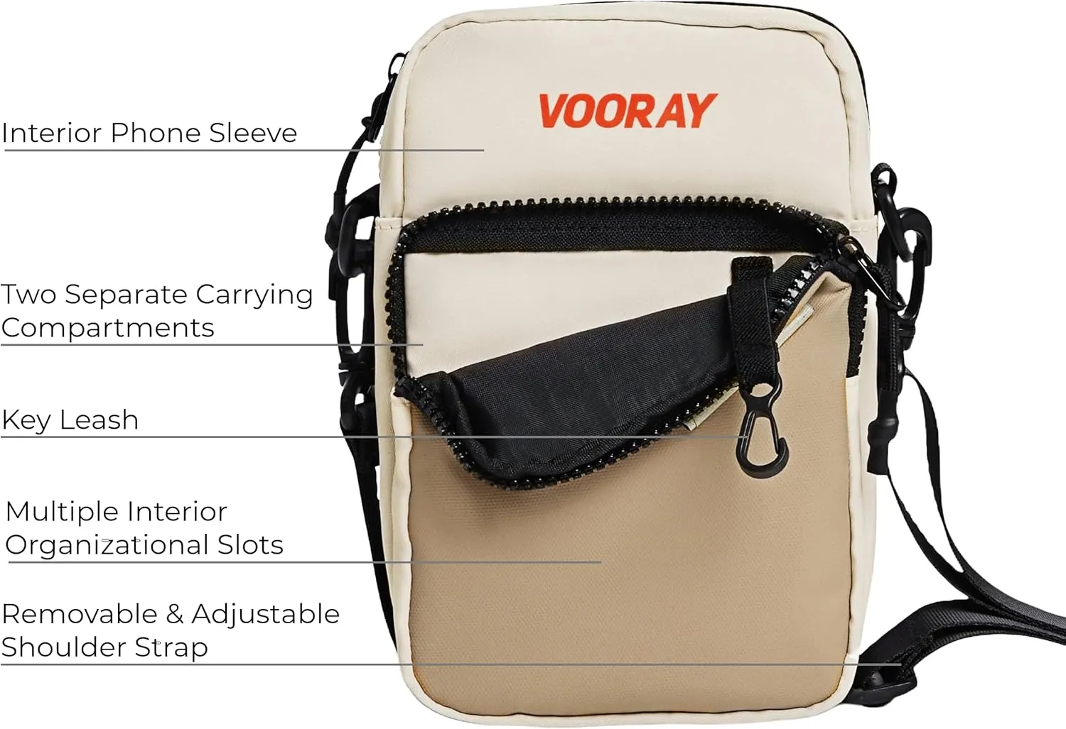 VOORAY 1L Lightweight Core Crossbody Bag  Adjustable Belt Bag for Gym & Travel