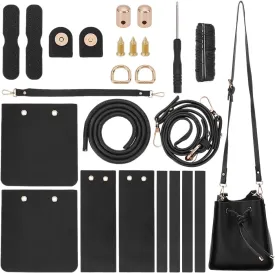 WADORN Imitation Leather Crossbody Bag Making Kit, DIY Women's Bucket Bag Making Materials 8.6x3.9x8.6 Inch PU Leather Handbag Sewing Kit for DIY Handmade Shoulder Bag Purse Making Accessories, Black