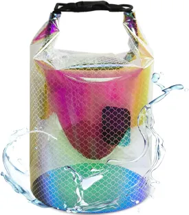 Waterproof Bucket Bag 10L Iridescent Roll Top Portable Dry Storage Backpack for Swimming Boating Kayaking Drifting and Beach