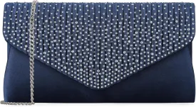 Women Evening Bag Crystal Wedding Clutch Purse Rhinestone Envelope Handbag for Prom Cocktail Party