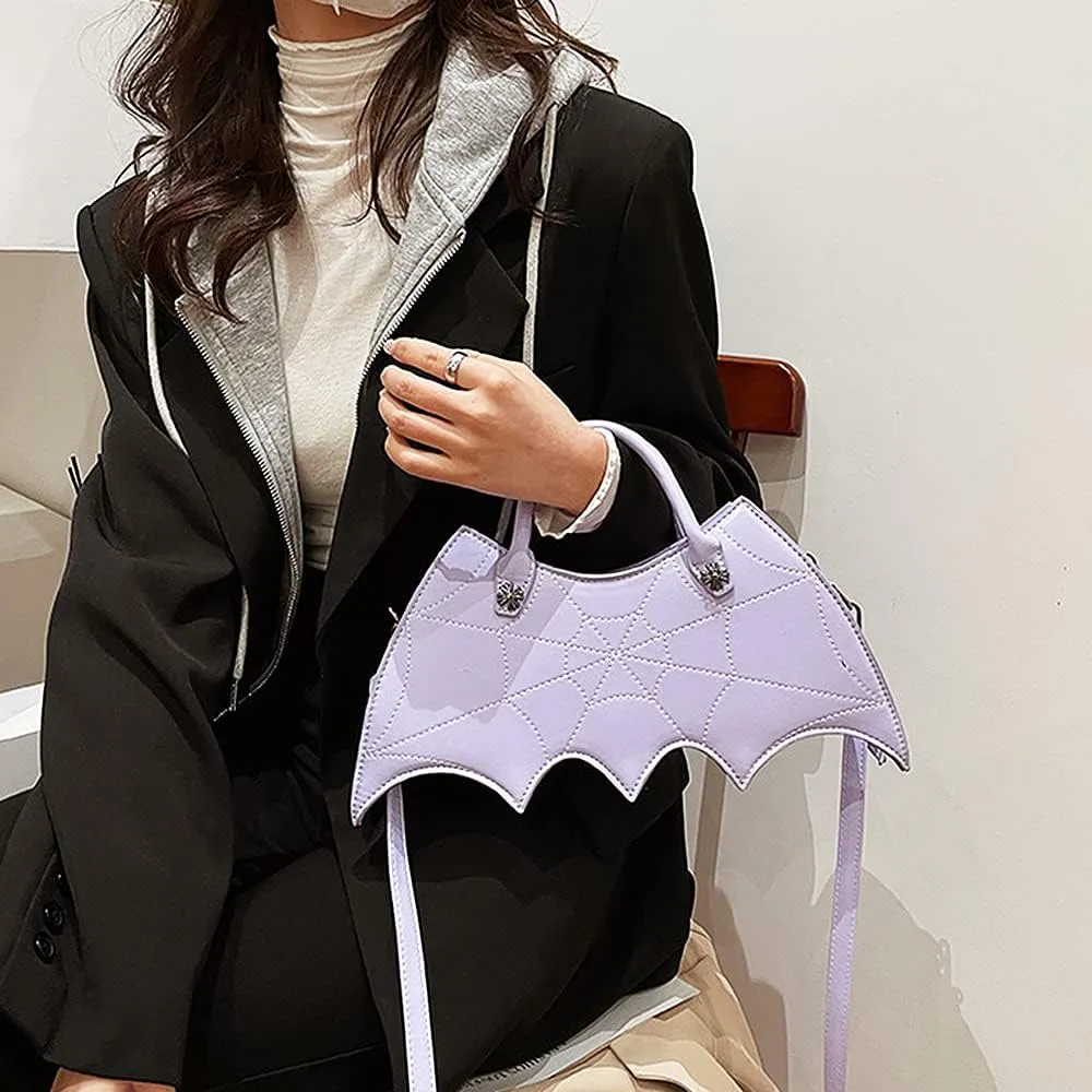 Women Fashion PU Leather Bag Unique Bat Shoulder Bag Cute Animal Purse Shopping Crossbody Bag