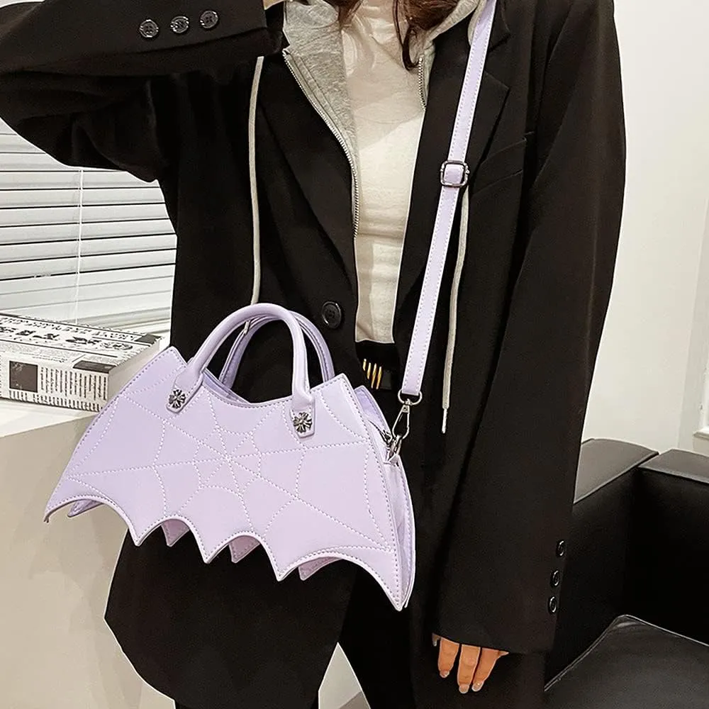 Women Fashion PU Leather Bag Unique Bat Shoulder Bag Cute Animal Purse Shopping Crossbody Bag