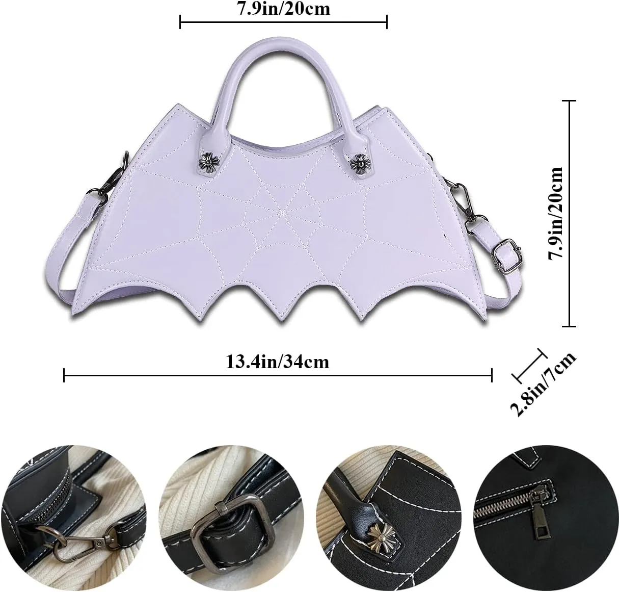 Women Fashion PU Leather Bag Unique Bat Shoulder Bag Cute Animal Purse Shopping Crossbody Bag