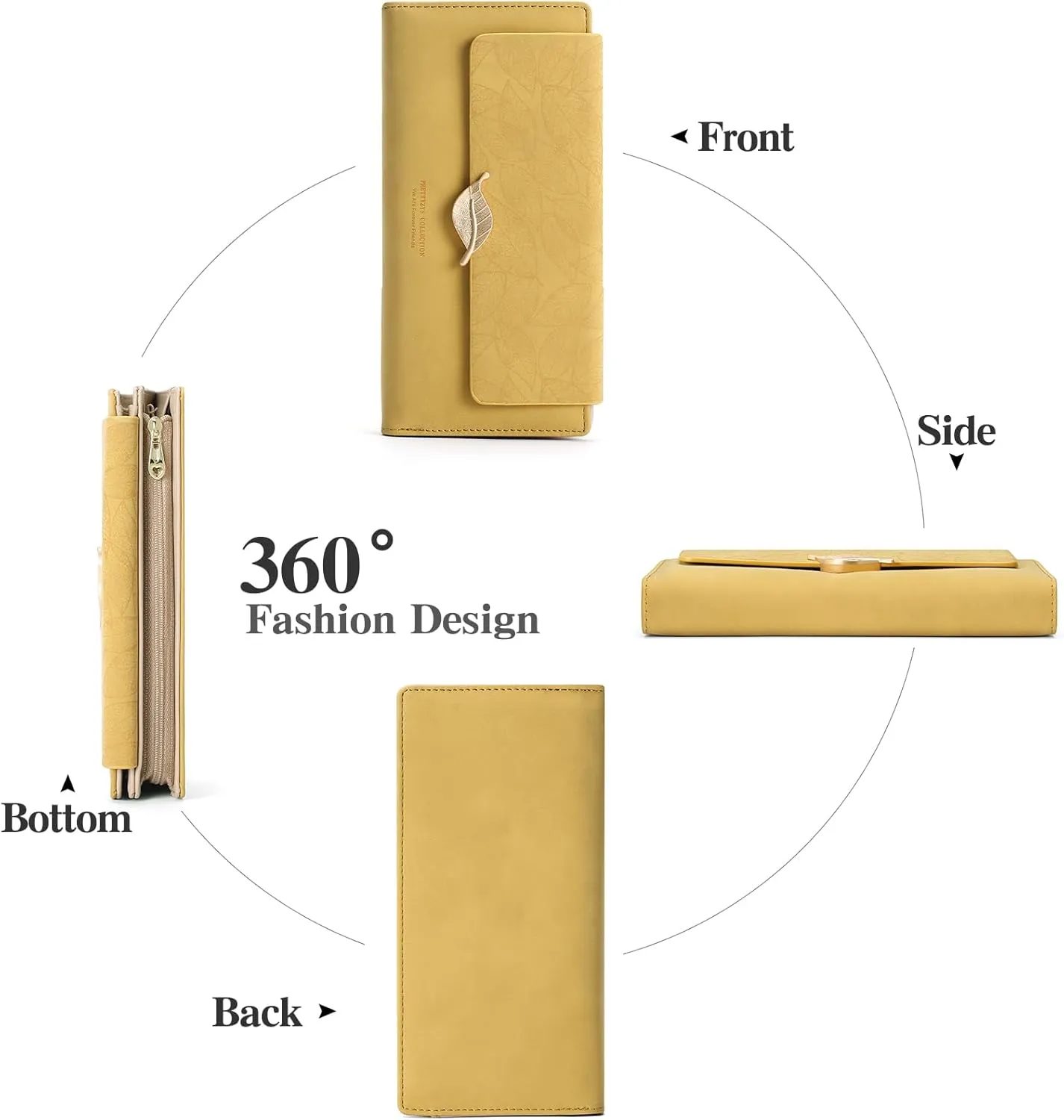 Women's Wallet Leather RFID Blocking Bifold Clutch Large Capacity Credit Card Holder with Coin Zipper Purse