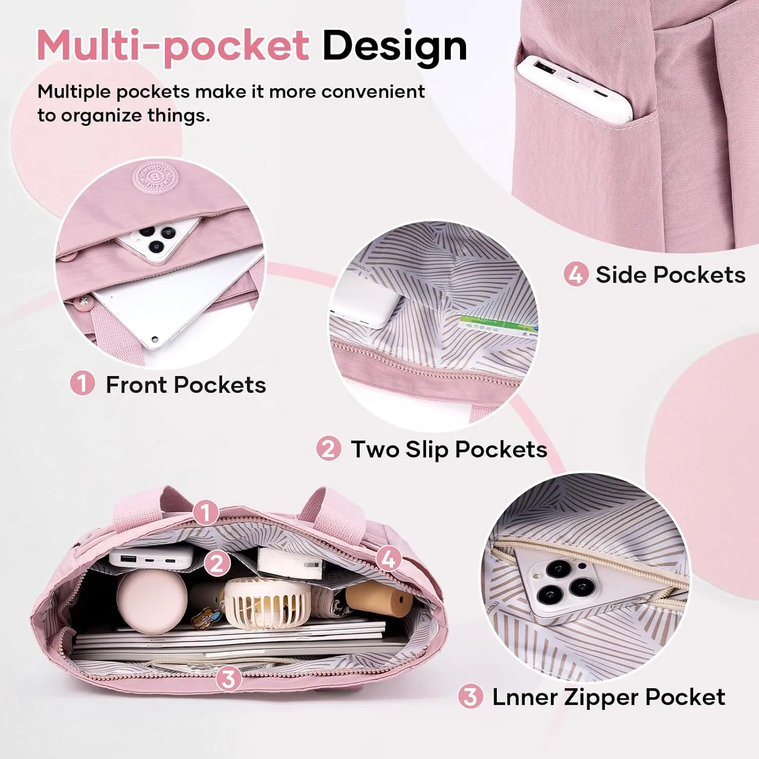 Work Tote Bag for Women, Travel Shoulder Bag Large Purse Nurse Tote Bag with Zipper for School, College, Gym