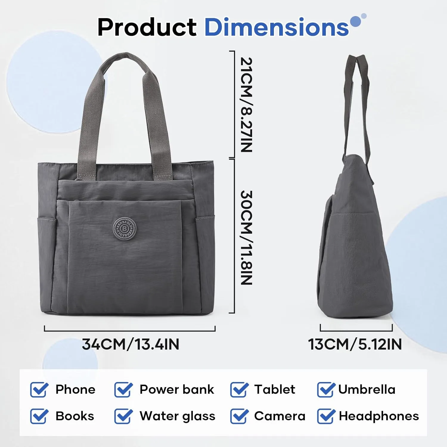 Work Tote Bag for Women, Travel Shoulder Bag Large Purse Nurse Tote Bag with Zipper for School, College, Gym