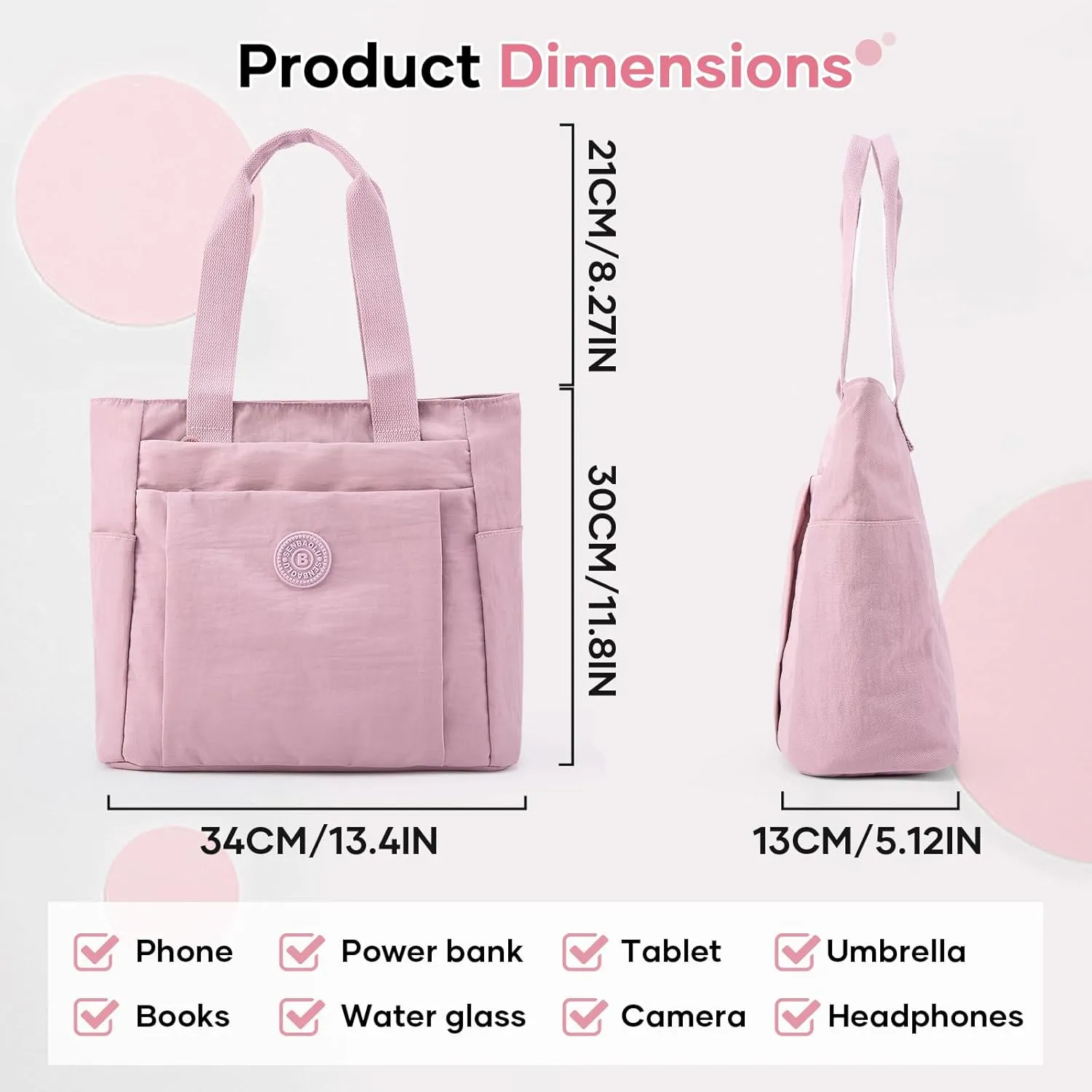 Work Tote Bag for Women, Travel Shoulder Bag Large Purse Nurse Tote Bag with Zipper for School, College, Gym