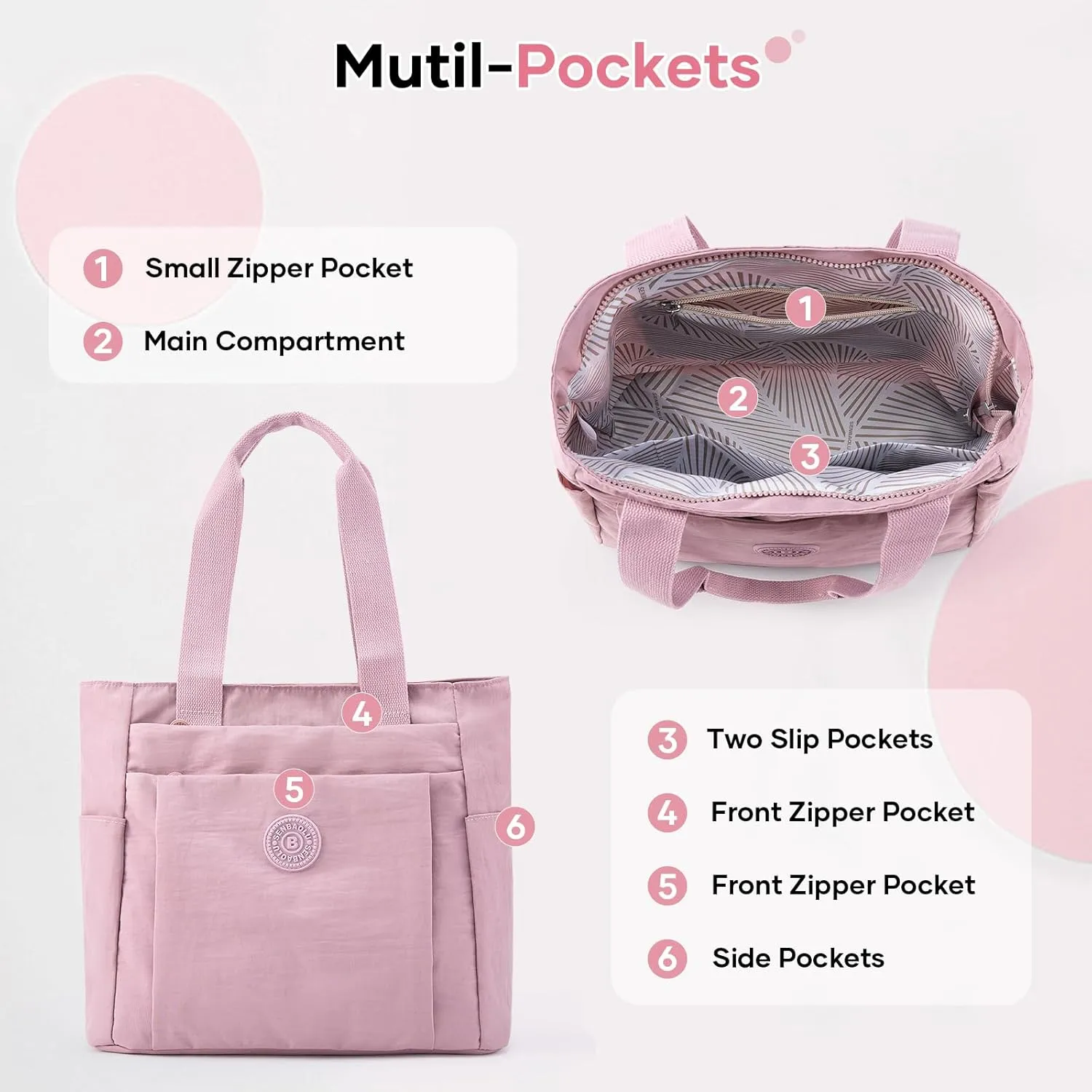Work Tote Bag for Women, Travel Shoulder Bag Large Purse Nurse Tote Bag with Zipper for School, College, Gym