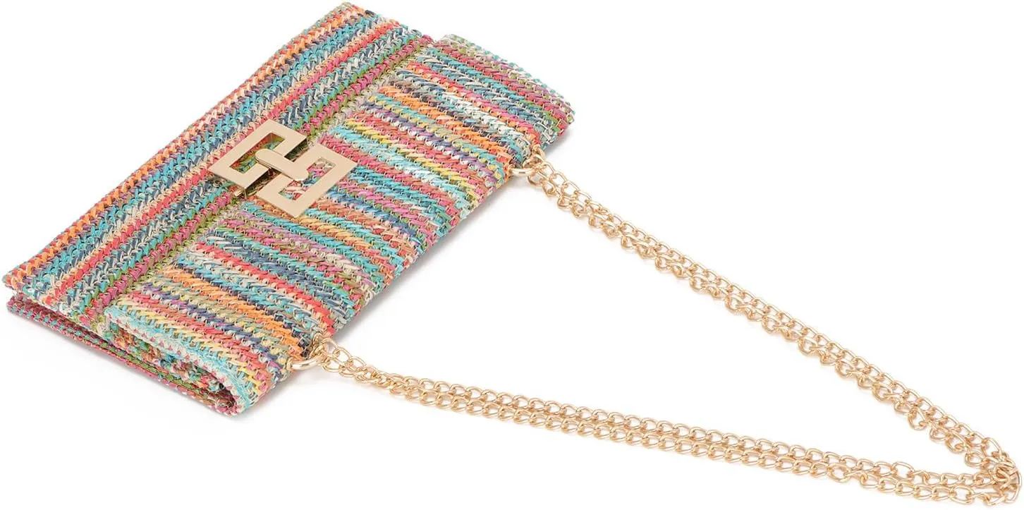 Ynport Straw Clutch Purses for Women Summer Woven Evening Handbags Wicker Rattan Envelope Wallet Chain Shoulder Bag 2025
