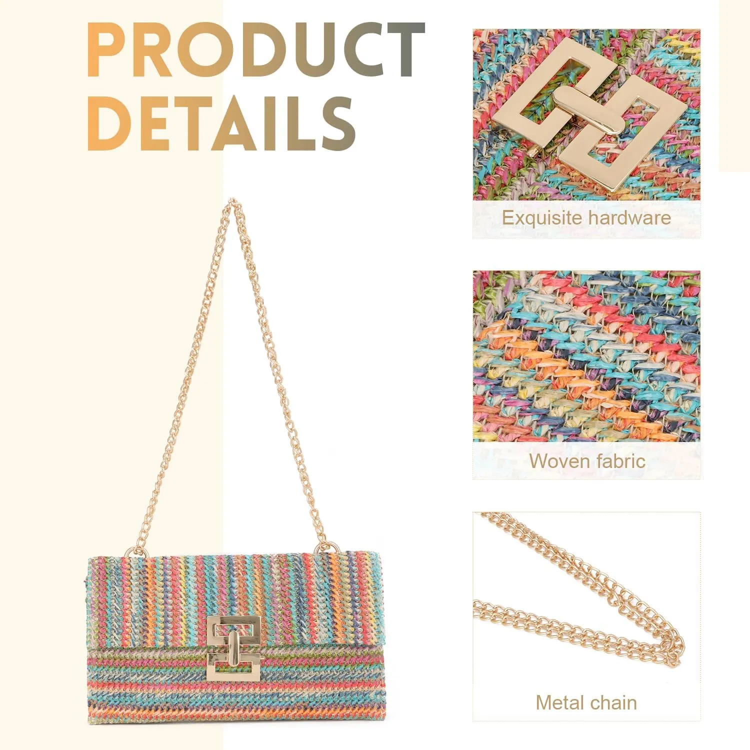 Ynport Straw Clutch Purses for Women Summer Woven Evening Handbags Wicker Rattan Envelope Wallet Chain Shoulder Bag 2025